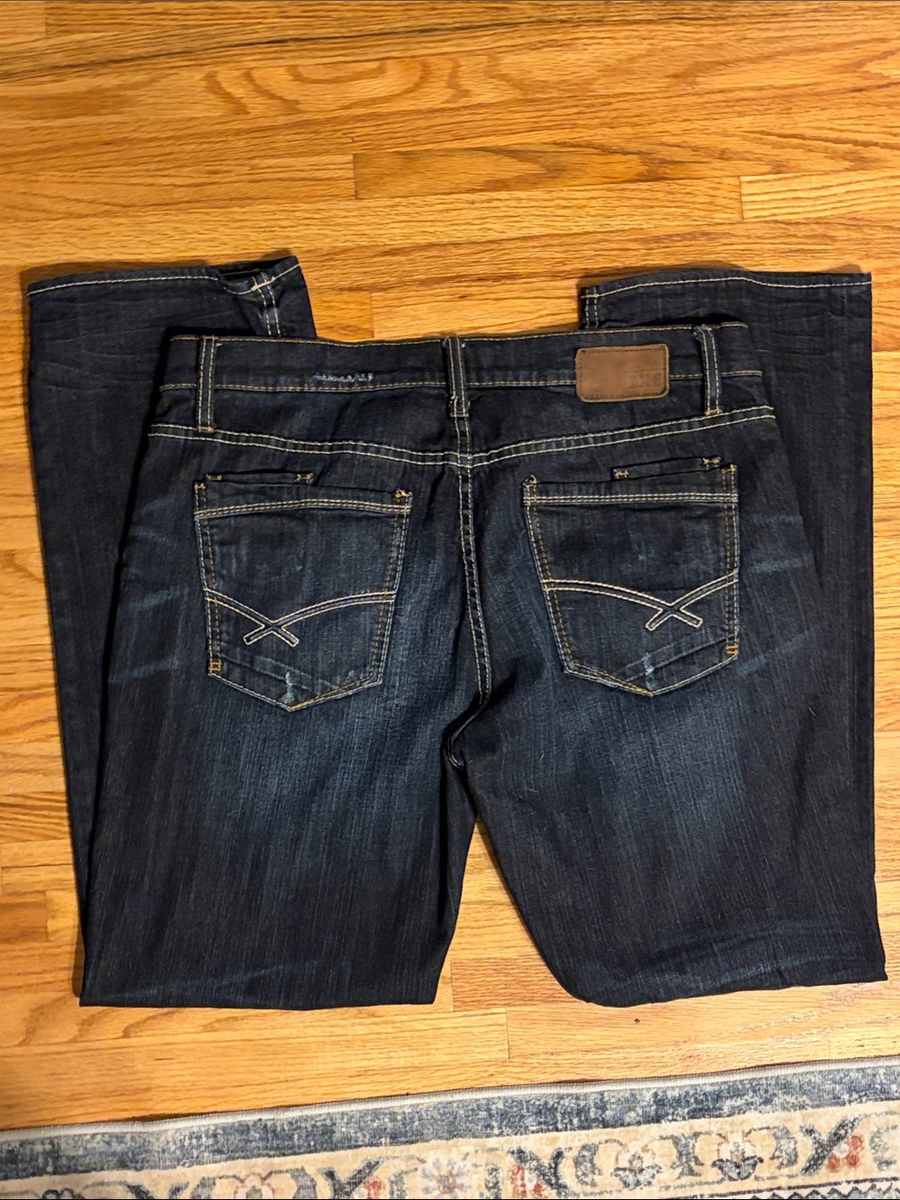 BKE Men's Dark Blue BootLeg Jeans